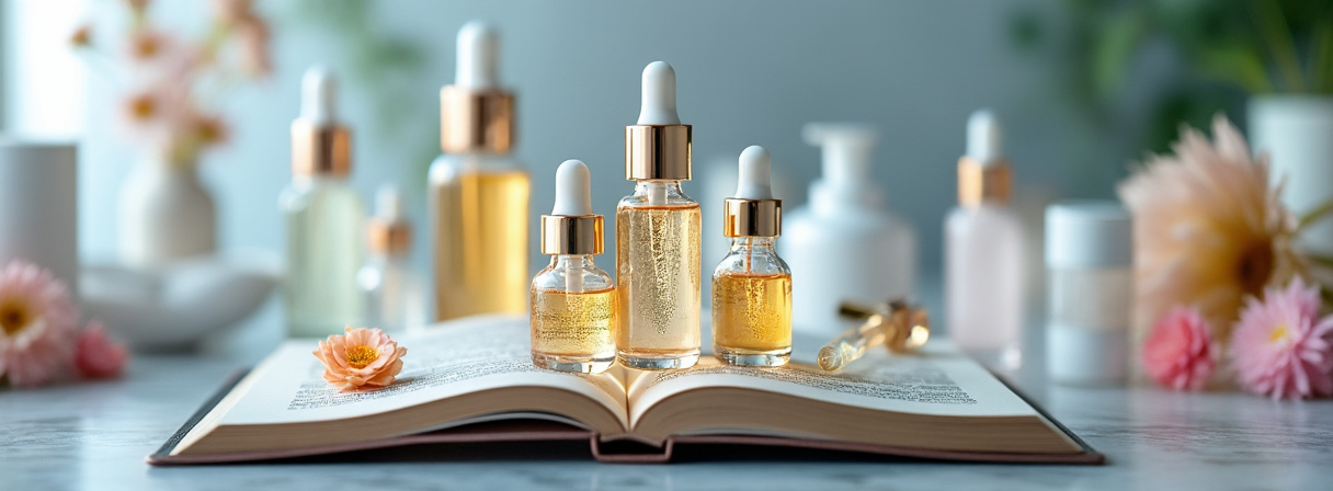 Exosome-Serum mit weiteren Kosmetik-Inhaltstoffen auf einer Palette